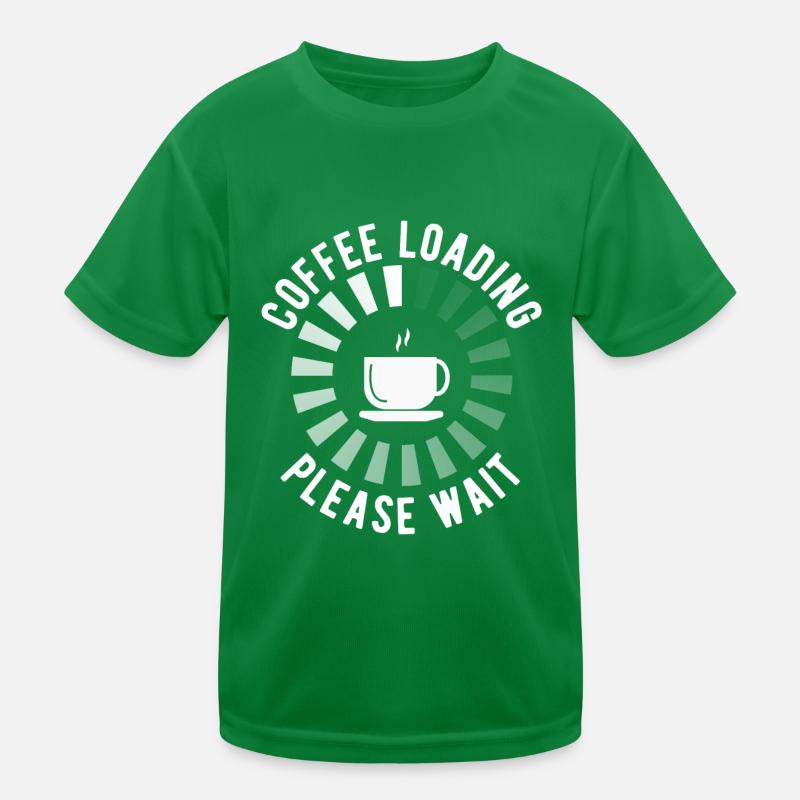 Kaffee Laden Bitte Warten Kinder Funktions-T-Shirt