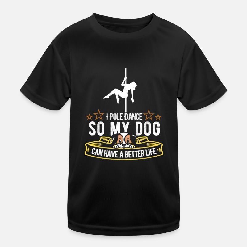 Pole Dancing Dog Kids Functional T-Shirt