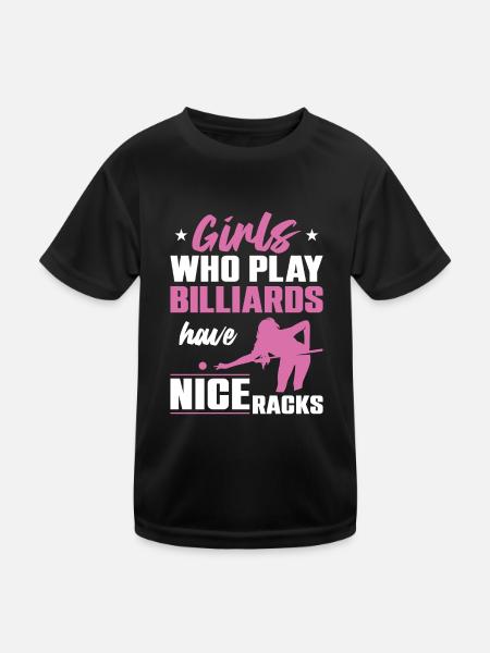 Billiards Pool Player Ball Girl - Kids Functional T-Shirt - black - Front