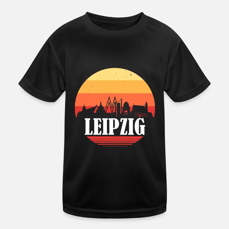 Leipzig Retro Skyline Kinder Funktions-T-Shirt