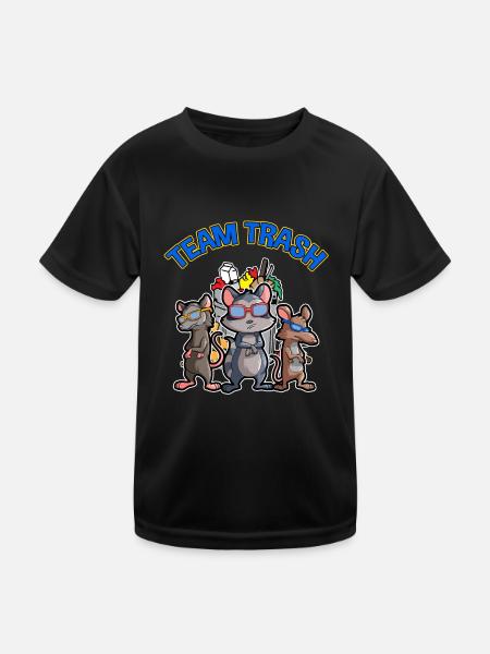 Opossum Design für Possum Fans und Opossum Fans - Kinder Funktions-T-Shirt - Schwarz - Vorne