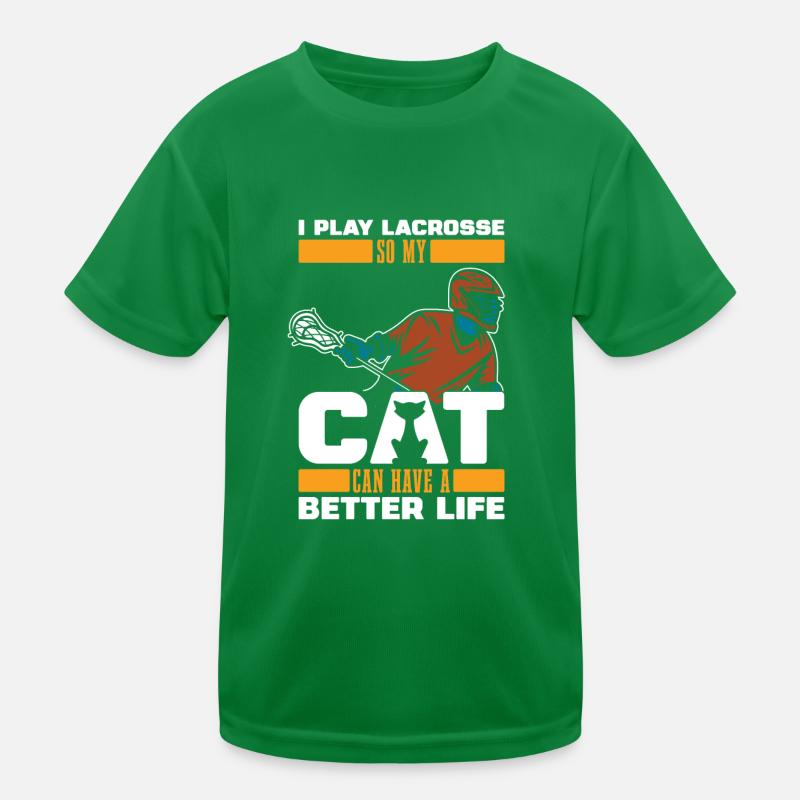 Lacrosse Katze Kinder Funktions-T-Shirt