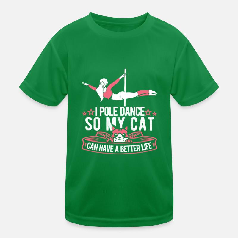 Pole Dancing Cat Kids Functional T-Shirt