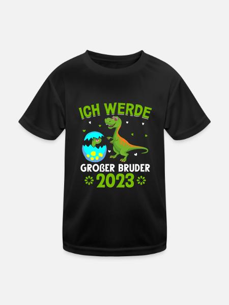 Ich Werde Großer Bruder 2023 Schwangerschaft - Kinder Funktions-T-Shirt - Schwarz - Vorne