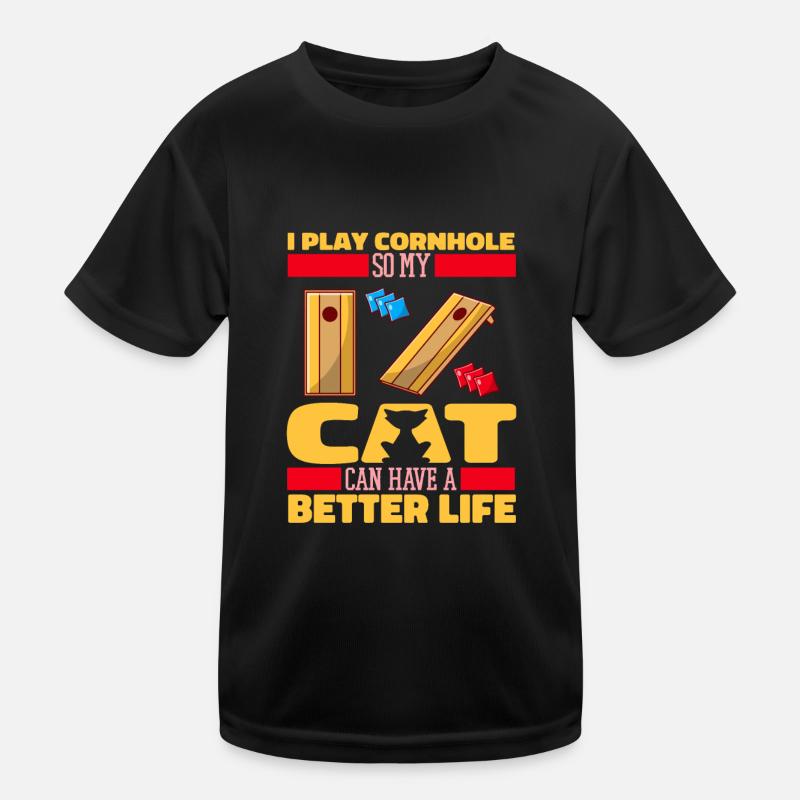 Cornhole Sackloch Spiel Katze Kinder Funktions-T-Shirt