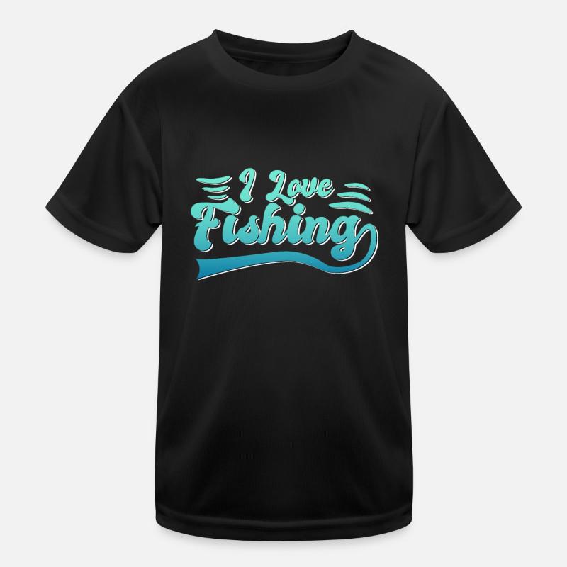 Ich liebe Angeln Kinder Funktions-T-Shirt