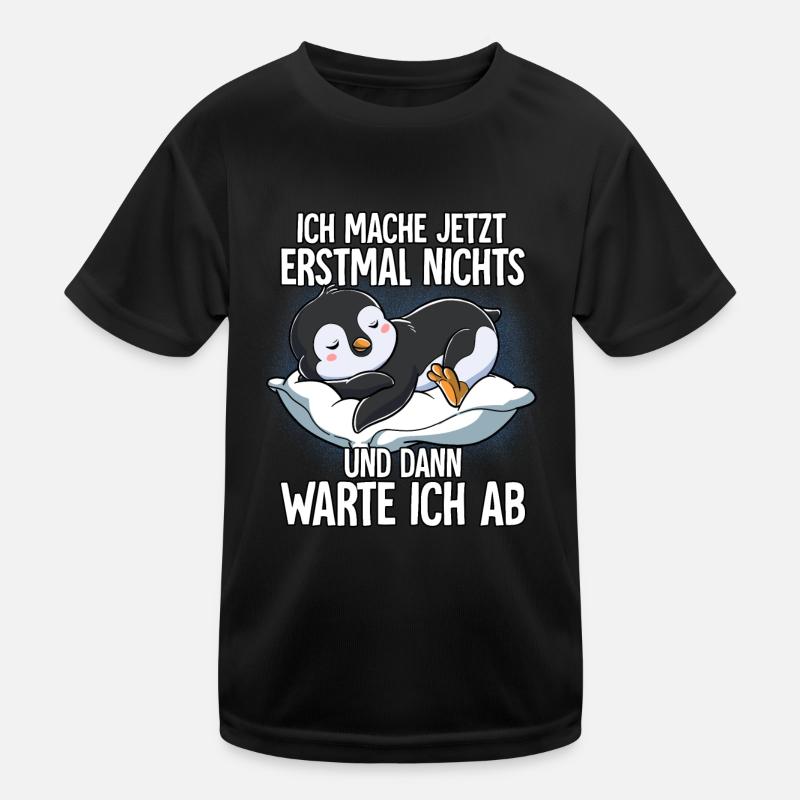Langschläfer Pinguin Müde Schlaf Kinder Funktions-T-Shirt