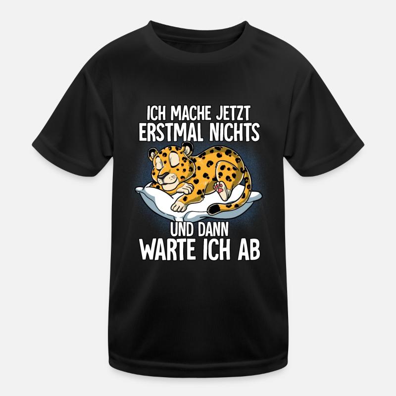 Langschläfer Leopard Müde Schlaf Kinder Funktions-T-Shirt