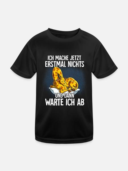 Langschläfer Giraffe Müde Schlaf - Kinder Funktions-T-Shirt - Schwarz