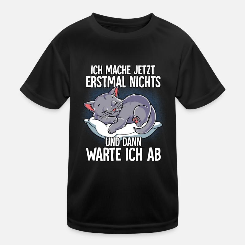 Langschläfer Katze Müde Schlaf Kinder Funktions-T-Shirt