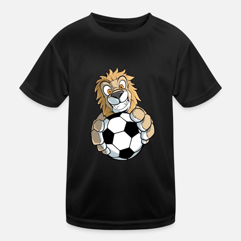 Löwe Tier Fußball Kinder Funktions-T-Shirt