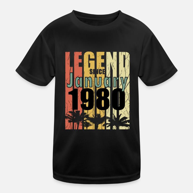 1980 geboren Im Januar Retro Geschenkidee - Kinder Funktions-T-Shirt - Schwarz