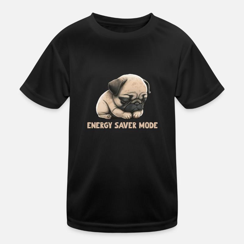 Sleeping Pug Energy Saver Mode Kids Functional T-Shirt