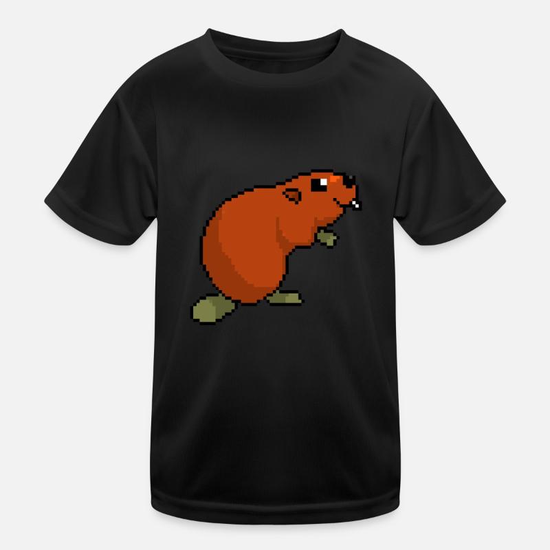 Castor pixélisé - Drôle de castor T-shirt sport Enfant