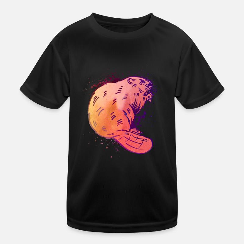 Biber mit Aquarellfarben - Lustiger Biber Kinder Funktions-T-Shirt