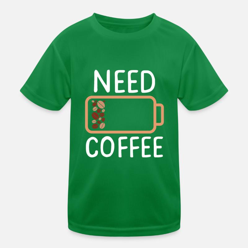 NEED COFFEE Kinder Funktions-T-Shirt