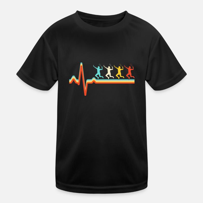 Badminton Retro Herzschlag Kinder Funktions-T-Shirt