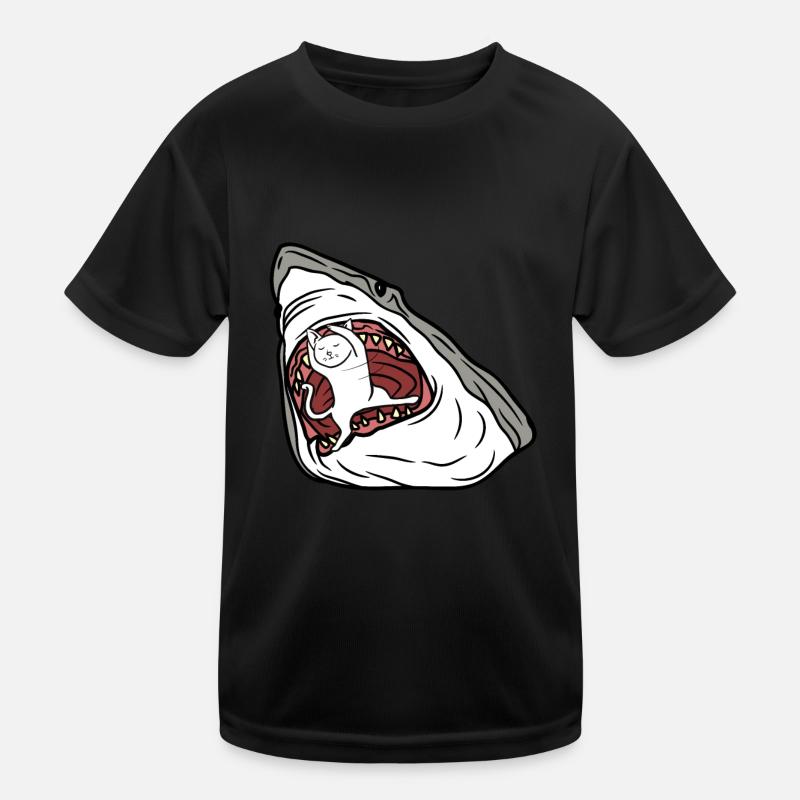 Shark Eating Cat Kids Functional T-Shirt