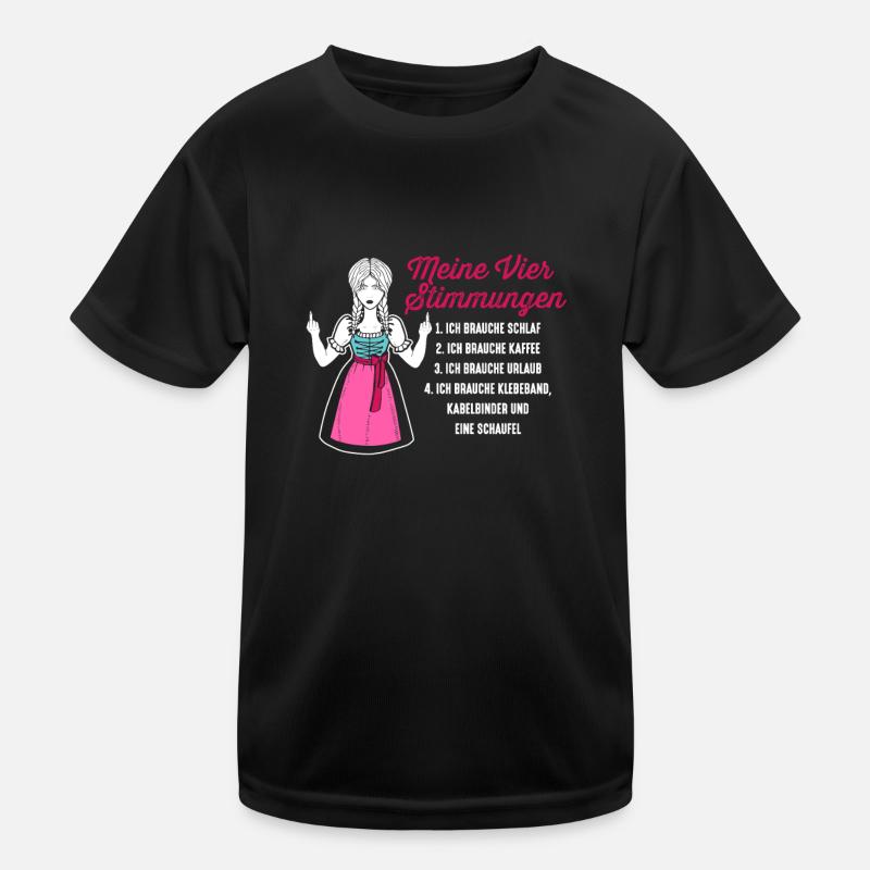Dirndl Meine Vier Stimmungen Schlaf Kaffee Kinder Funktions-T-Shirt
