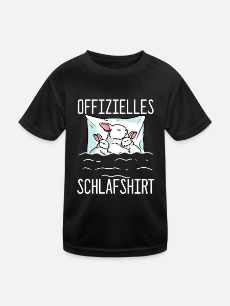 Offizielles Schlafshirt Hase Schlafanzug Hase - Kinder Funktions-T-Shirt - Schwarz - Vorne