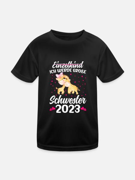 Ich Werde Große Schwester 2023 Schwangerschaft - Kinder Funktions-T-Shirt - Schwarz - Vorne