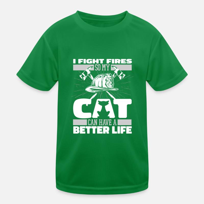 Firefighter Cat Kids Functional T-Shirt