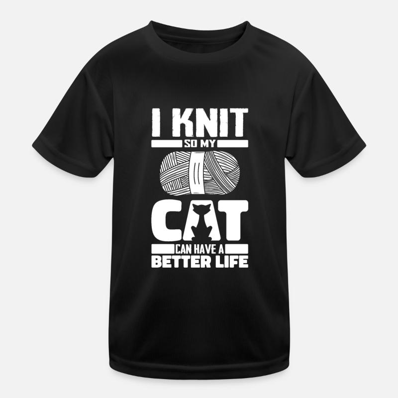 Knitting cat Kids Functional T-Shirt