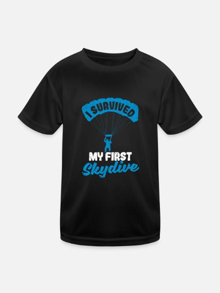 Ich habe mein erstes Fallschirmspringen überlebt - Kinder Funktions-T-Shirt - Schwarz - Vorne