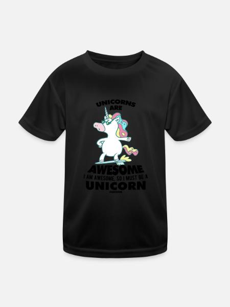 Unicorns Are Awesome I Am Awesome - Kids Functional T-Shirt - black - Front