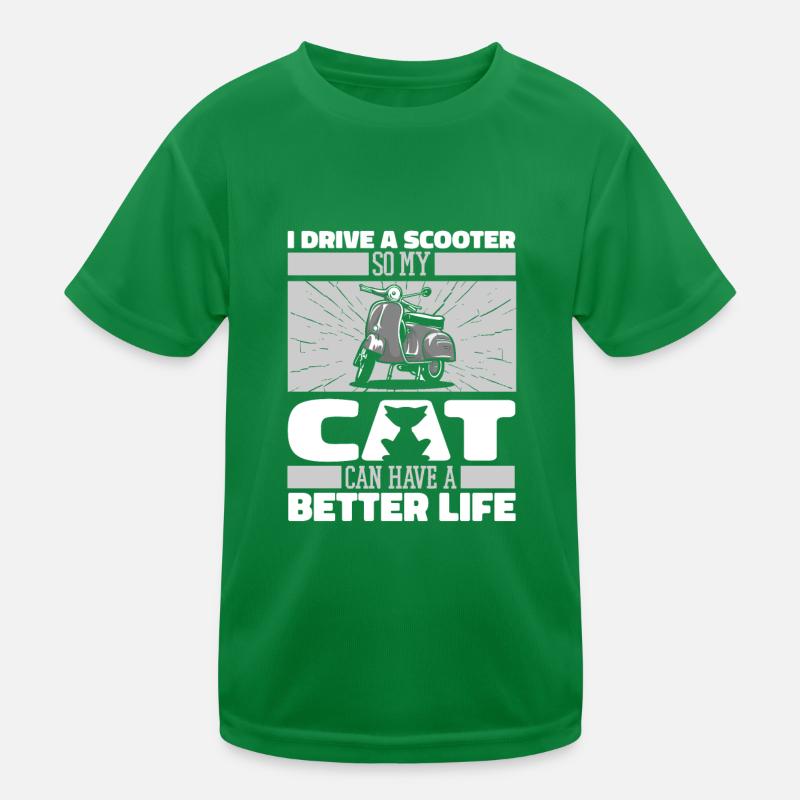 Motorroller Katze Kinder Funktions-T-Shirt