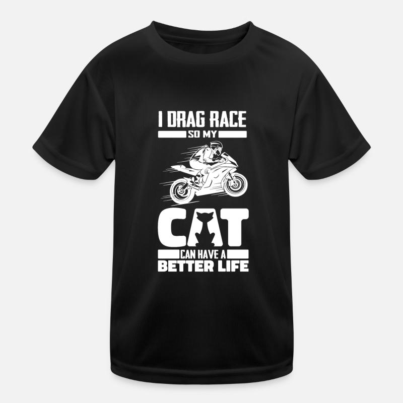 Dragster Drag Race Cat Kids Functional T-Shirt