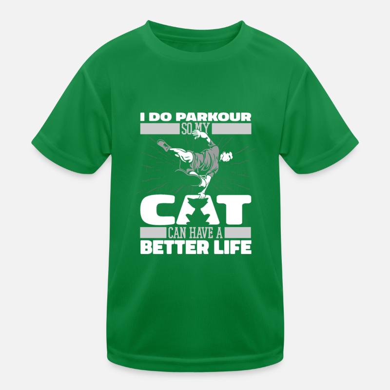 Parkour Cat Kids Functional T-Shirt