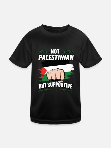 Not Palestinian But Supportive Travel Tourist - Kids Functional T-Shirt - black - Front
