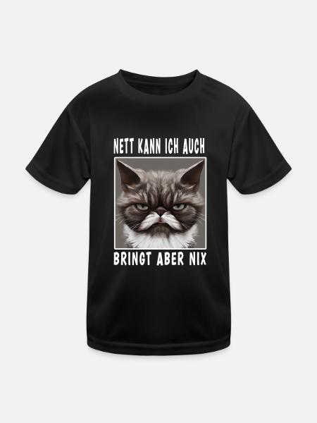 Nett Kann Ich Auch Bringt Aber Nix - Kinder Funktions-T-Shirt - Schwarz - Vorne