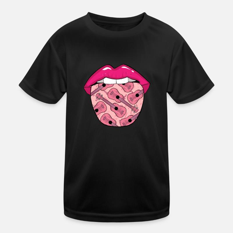 Ukulele Lips - Kids Functional T-Shirt - black