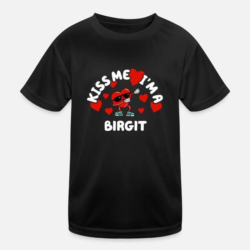 Kiss Me - Saint-Valentin Nom Dabbing Heart Birgit T-shirt sport Enfant