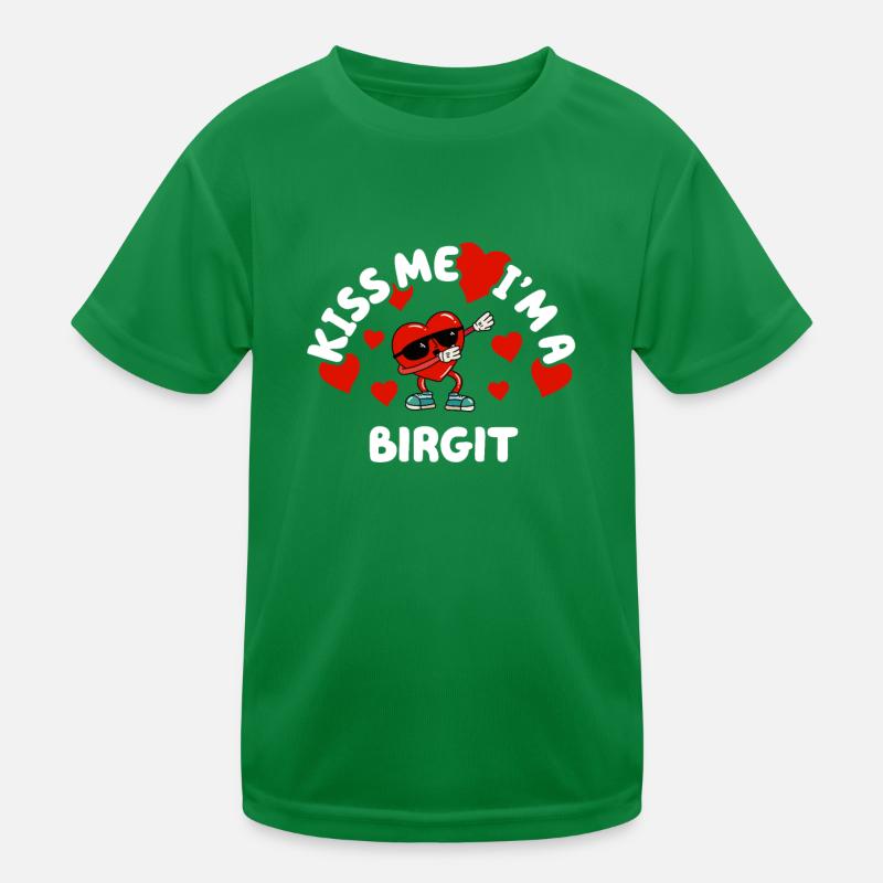 Küss mich - Valentins Tag Name Dabbing Herz Birgit Kinder Funktions-T-Shirt
