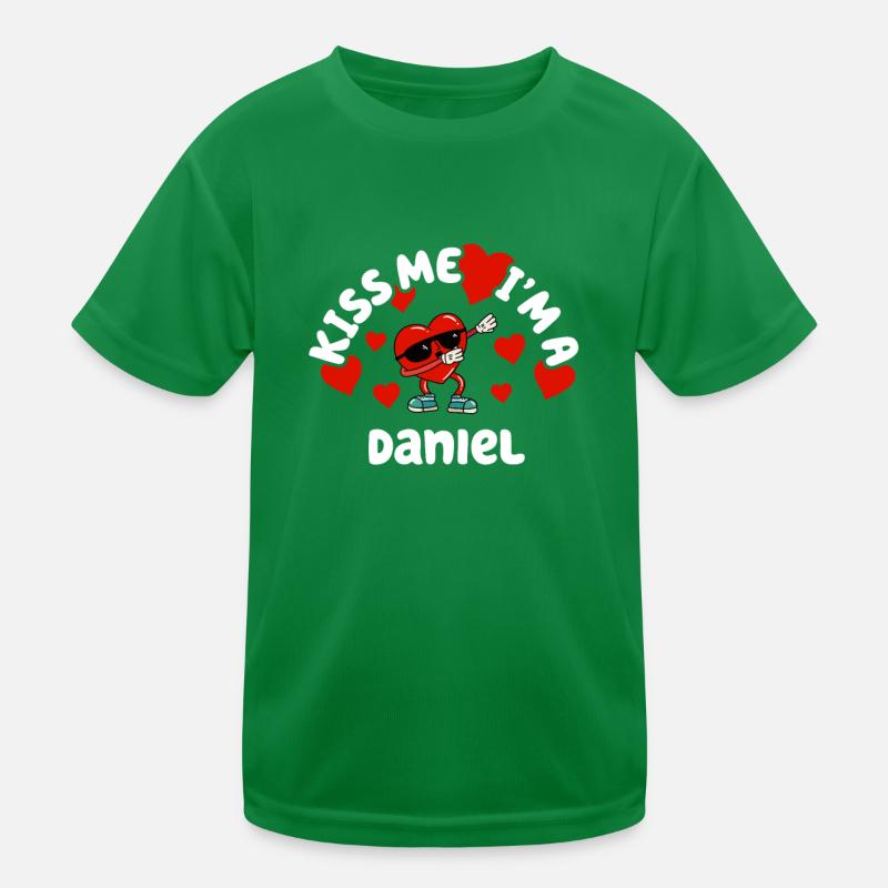 Kiss Me - Saint-Valentin Nom Dabbing Heart Daniel T-shirt sport Enfant