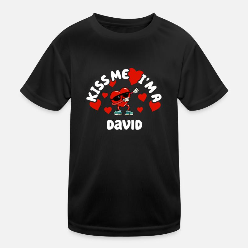Küss mich - Valentins Tag Name Dabbing Herz David Kinder Funktions-T-Shirt