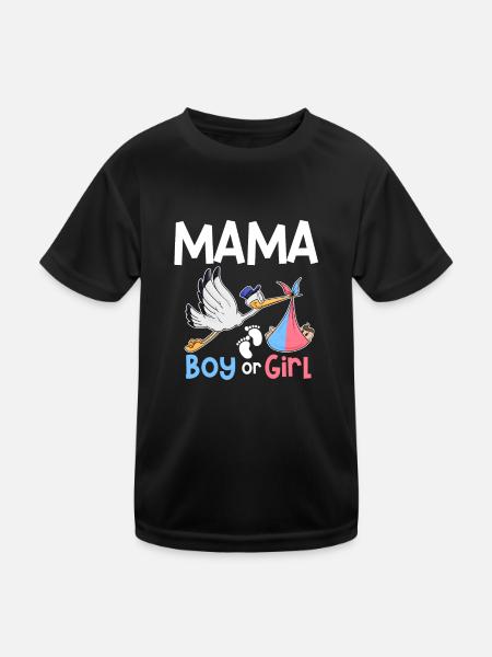 Mama Boy or Girl Gender Reveal Pregnancy Announcem - Kinder Funktions-T-Shirt - Schwarz - Vorne