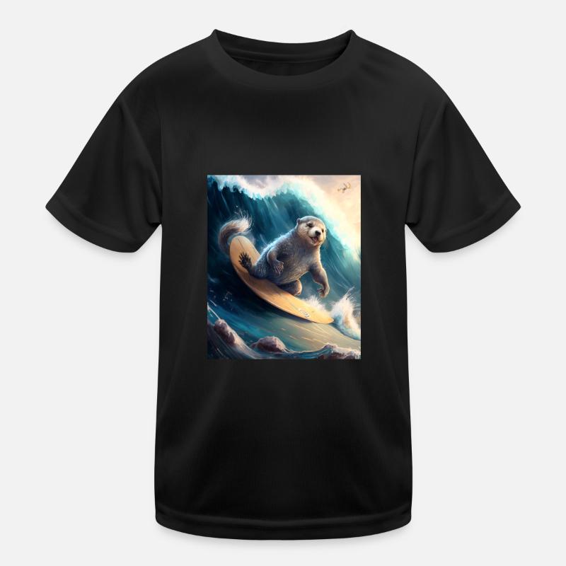 Beach Vibe Otter Cool Surfing Otter Kinder Funktions-T-Shirt