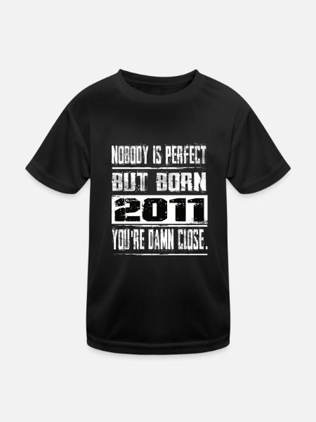 No one is perfect but born 2011 birthday - Kids Functional T-Shirt - black - Front