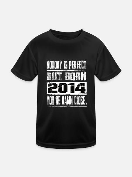 No one is perfect but born 2014 birthday - Kids Functional T-Shirt - black - Front
