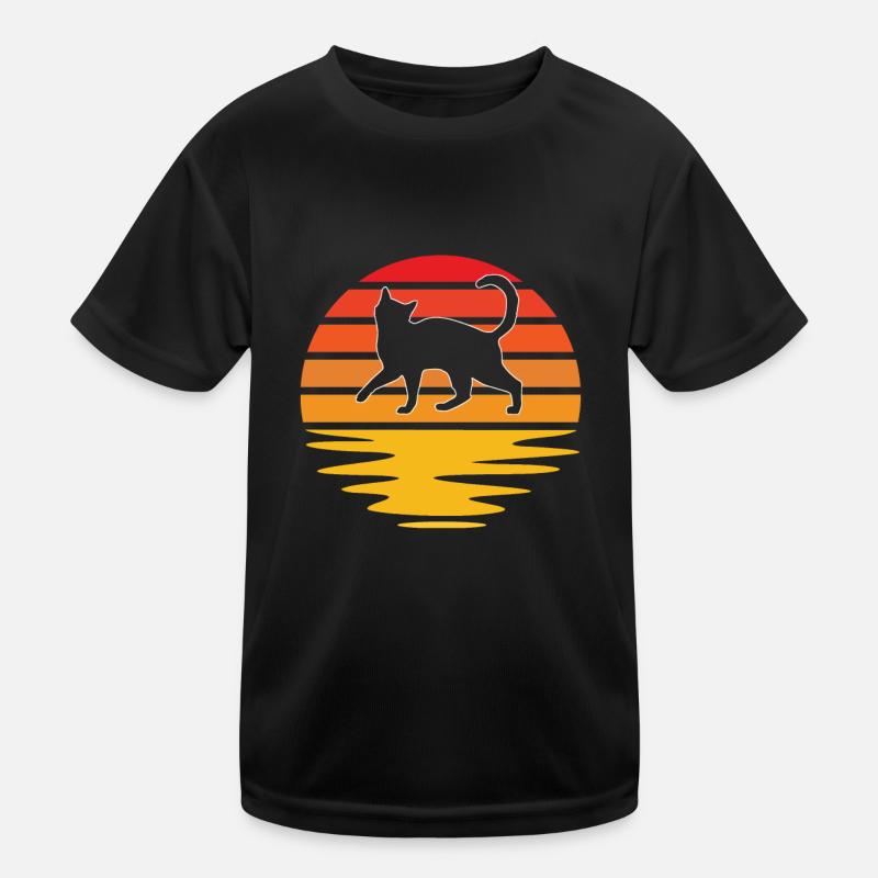 Katze Retro Kinder Funktions-T-Shirt