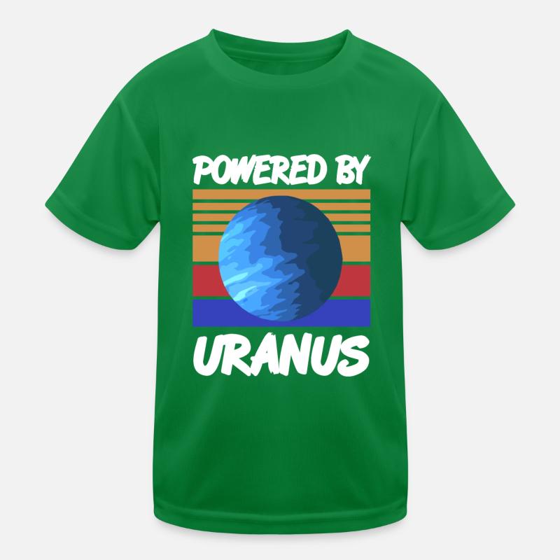 Powered By URANUS Retro Solar System Planet Kids Functional T-Shirt