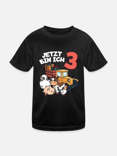 Ich bin schon 3 Traktor 3. Geburtstag - Kinder Funktions-T-Shirt - Schwarz - Vorne