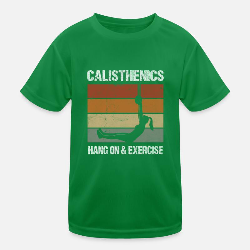 Calisthenics Hang On Exercise Retro Workout Kinder Funktions-T-Shirt