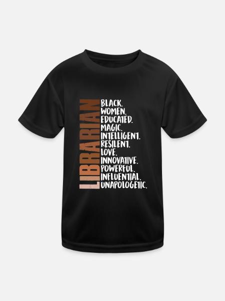 Librarian Black History Afrikanische Frau - Kinder Funktions-T-Shirt - Schwarz - Vorne