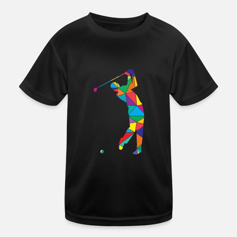 Low Poly Golfer Polygon Golf - T-shirt sport Enfant - noir
