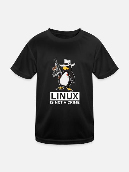 Linux is Not A Crime Linux Tux Penguin - Kinder Funktions-T-Shirt - Schwarz - Vorne